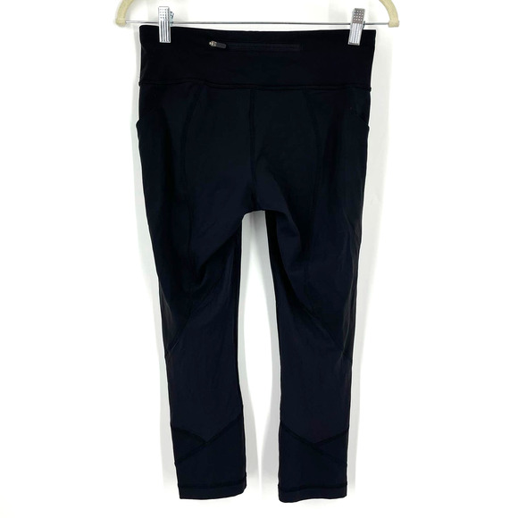 Lululemon Pace Rival Crop Leggings Black Full On Luxtreme 22" Size 2 - Picture 2 of 7